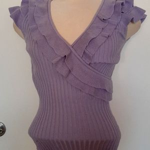 Belldini Purple Short Sleeve Ruffle Sweater Size Small